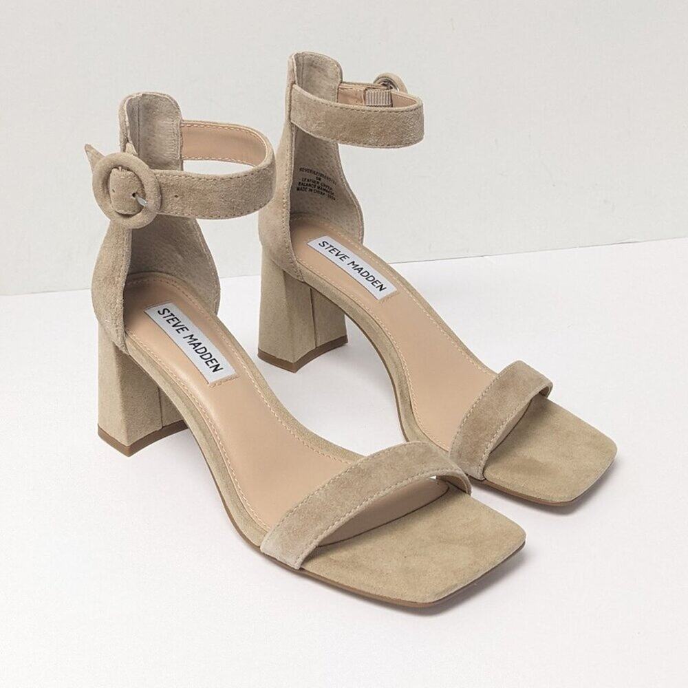 Steve Madden Reveriee Heeled Sandals, Natural Suede, Women's 6